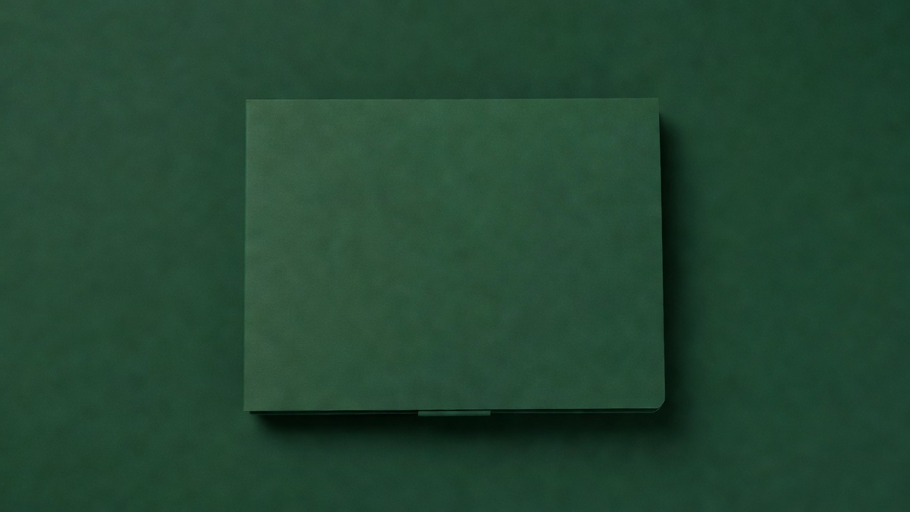 Soft-lit closed plain season folder on a forest-green background, representing private notes